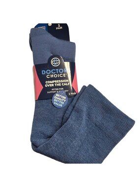 Doctor's Choice Compression Socks Women 10-13 L Denim Blue Over Calf 10-20 mmHg